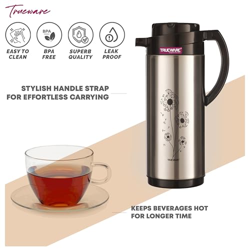 Image of Trueware Ruff Tuff 1800 Ss Insulated Flask - 1500 Ml | Insulated Tea Pot Kettle Water Jug | Hot & Cold | Leak-Proof Lid | Thermoware | Food Grade Plastic | High Grade Stainess Steel