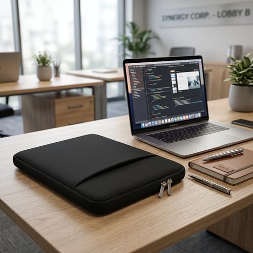 Image of Futopia Laptop Sleeve15.6-16 Inch with Handle, Water Resistant Case, Soft Padded Interior Cover Compatible for Laptops & Notebook Bag for Office, College & Travel (Black)