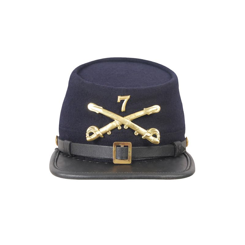 Heritage Robe US Civil War Men's Union 7th Cavalry Officer's Kepi Authentic Historical Reproduction for Reenactments and Collectors - M - Navy Blue
