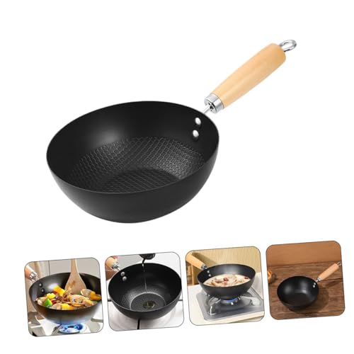 BESTYASH 28cm Carbon Steel Small Wok Frying Pan Non-Coated Flat Bottom Stir-Fry Pan for Induction Stoves - Ideal Kitchen Cookware - Image 7