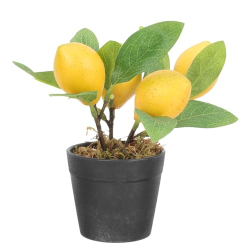 Cabilock Fake Lemon Ornament Desktop Adorn Realistic Fake Lemon Desktop Decor Decorative Fake Potted Bonsai Decorative Artificial Bonsai Artificial Lemon Decor Home Decor Fake Lemon Decor