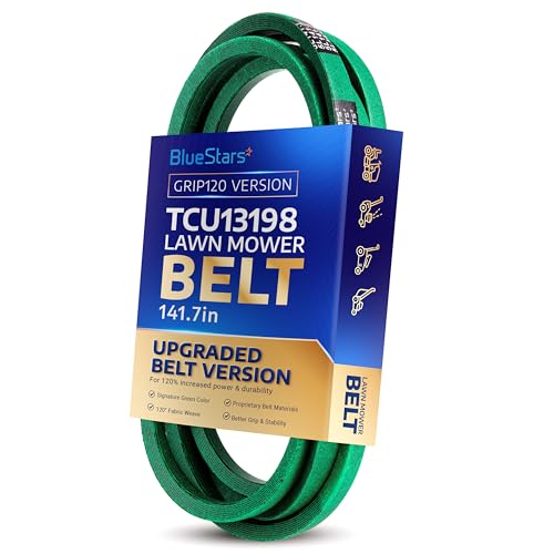 Image of [Upgraded Grip120] BlueStars TCU13198 Deck Belt | Aramid Cord | 5 /8 x 141.7 | Deck Belt for John Deere 60 inch ZTrak 737 757 777 797 Zero Turn Mowers, Heavy Duty Mower Blade Belt Replacement