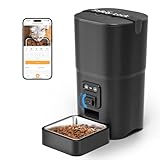 PAPIFEED Automatic Cat Feeder 6L 2.4G WiFi Smart Pet Feeder with Camera & Two-Way Audio, Adjustable Angle, Easy to Clean Detachable Feeding Schedule 1-10 Meals Per Day for Cats & Small Dogs - Black