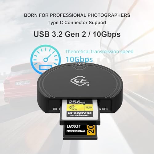 Image of SCALEBEE CFexpress Type B SD 4.0 UHS-II Dual-Slot Memory Card Reader USB 3.2 Gen 2 Simultaneously Reader and Write 2 Card 312MB /s Read Speed USB C to USB C /USB A Cable Windows /Mac /Linux /Android