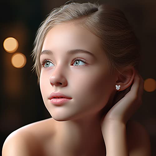 Baobei Kaguyo Jewellery Set for Women - Rose Gold 925 Sterling Silver clear Zirconia Mouse Pendant Necklace with cute Mouse Stud Earrings Jewelry Set for Women and Girls Birthday Gift 5