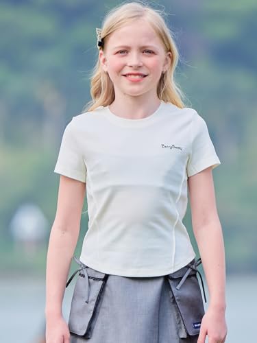 Girls Short Sleeve T Shirts Cotton Tee for Girls Tops for Teen Kid Summer Crewneck Blouse4