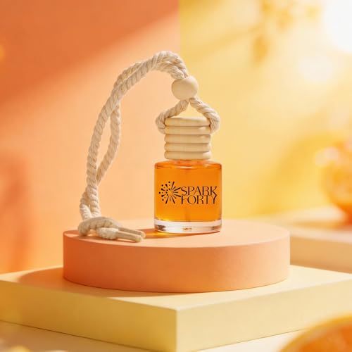 Image of Orange Car Air Freshener Hanging | Car Perfume, 8 ml | 0.27 fl oz (8 ml) | 30-Day Luxury Glass Diffuser | Orange, Lemon & Creamy Vanilla | Long-Lasting Citrus Scent