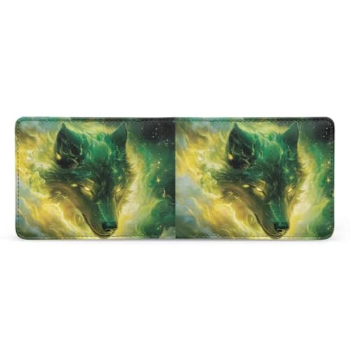 Image of Coldinair Wolf Boys Wallets for Kids 9-12 Green Cool Wallet for Teen Boys Leather Bifold Wallet Credit Card Cash Id Holder Purse Coin Pocket Id Window for Men Boy Male Youth Guys