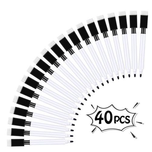 SCBOY Feutre Tableau Blanc Effacable 40 pièces Feutre Ardoise Effacable Marqueur Pour le Bureau École Maison