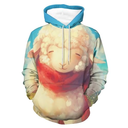Sweatshirt à capuche mouton blanc pour homme et femme, taille S
