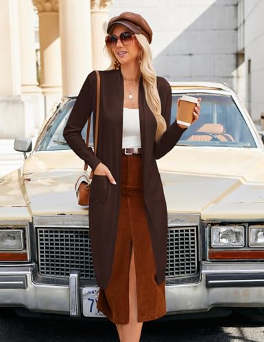Image of GRACE KARIN Essential Solid Open Front Maxi Long Knitted Cardigan Sweater for Women