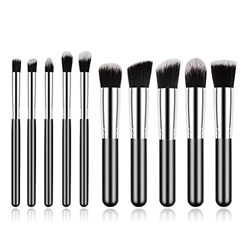 Set 10 Pcs Brush Professional Makeup Brush Foundation Brush for Face Makeup & Eyeshadow (BLACK)-image-16