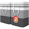 HomeHacks 2 Pack Large Laundry Baskets, Waterproof, Freestanding Laundry Hampers, Collapsible Clothes Hamper with Reinforced Handles in Laundry Room, College Dorm, Bathroom, Bedroom (Grey, 75Lx2)