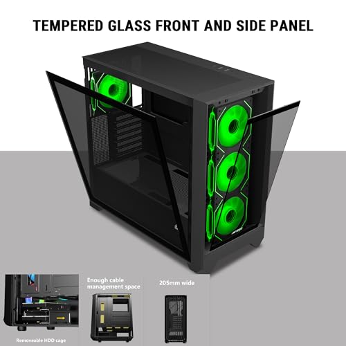 Image of Ant Esports 621 C3 ATX Mid-Tower Computer Case /Gaming Cabinet with Type-C | Support ATX, Micro-ATX, Mini-ITX | Pre-Installed 4 Rear ARGB Infinity Mirror Fans (Black)