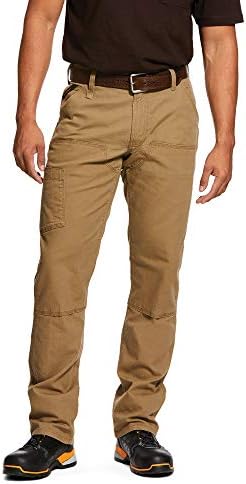 ARIAT Men’s Rebar M4 Relaxed DuraStretch Washed Twill Dungaree Boot Cut Pant Field Khaki