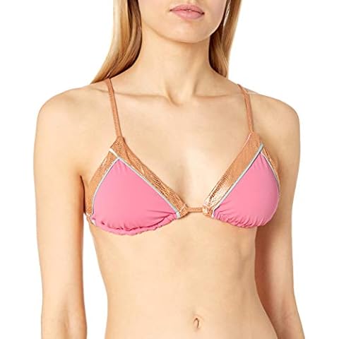 Bikini Lab Women's Triangle Bra Bikini Swimsuit Top, Pop Pink, X-Large Cover