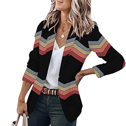Blazer feminino, cardigã feminino de manga comprida, frente aberta, casual, trabalho, escritório, ca