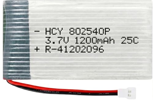 Image of 3.7V 25C Li-Po Rechargeable Drone Battery | 1200mAh | Spare Part for RC Quadcopter Drone, Helicopter, Airplane, Boat, Car, Toys, DIY Projects | 802540