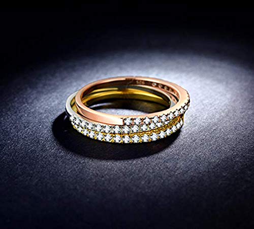 Greendou Fashion Jewelry 2mm 925 Sterling Silver Wedding Band Cubic Zirconia Half Eternity Stackable Engagement Ring Size 5-10 (8, Rose Gold)3