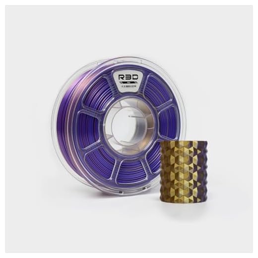R3D Tri Color Silk PLA Filament, Co-Extrusion 3D Printer Filament 1.75mm, 30-370 mm/s High Speed PLA, Dimensional Accuracy +/- 0.02 mm, 1KG Plastic Spool (Silk Gold-Copper-Purple)