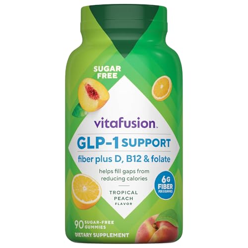Vitafusion GLP-1 Support Fiber Plus Vitamins D, B12 and Folate Gummy Vitamins, Citrus Flavor, Sugar Free, 90 Count, 30 Day Supply
