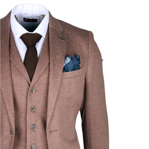TruClothing Men's Suit 3 Piece Brown Wedding Formal Dress4
