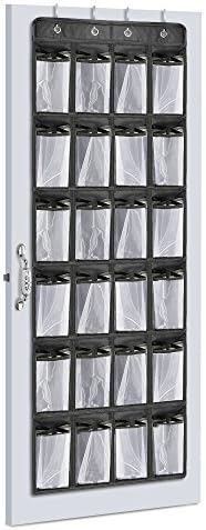 OKE Over the Door Shoe Storage 24 Large Mesh Pockets Heavy Duty Hanging Holder Tidy Shoe Organizer,Shoe Storage Rack Bag,Toy Shelf Storage (Black)