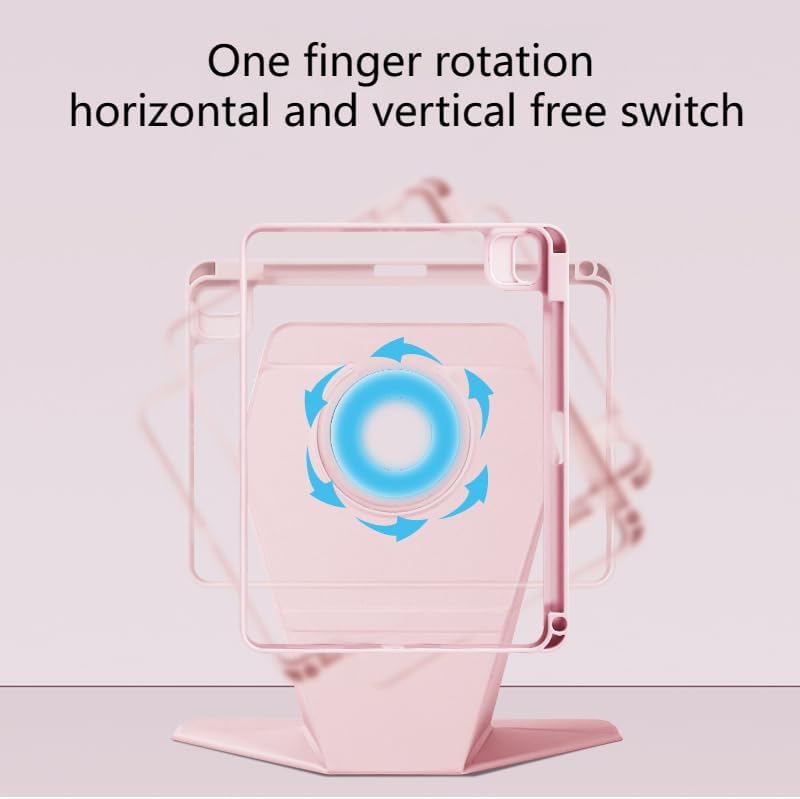 720 Rotating Tablet Case for iPad Pro 12.9-inch 2022/2021/2020/2018 Generation 12.9" Magnetic Detachable Tablets Casing, Stand Floating Back Cover (Pink, iPad Pro (12.9"))