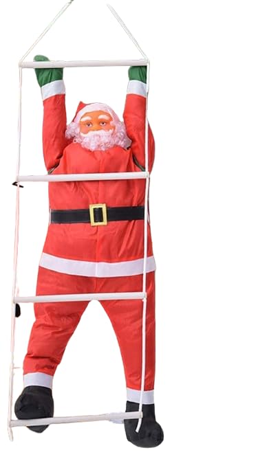 PNJB Climbing Santa Claus on Ladder, Indoor/Outdoor Hanging Ornament, Christmas Decoration, Holiday & Seasonal Décor,1Santa Claus (25cm)