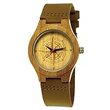 Handgefertigte Holzwerk Germany  Damen Armbanduhr mit Kompass Motiv aus robustem Naturholz in Braun! Die Uhr ist ein absolutes Leichtgewicht, daher besonders angenehm zu tragen :) Die Uhr wirkt durch ihr wunderschönes Armband aus Leder herrlich elegant und fällt sofort ins Auge. Das schicke Gehäuse aus Holz mit einem schlicht gestalteten Ziffernblatt rundet das tolle Design sehr modern ab!