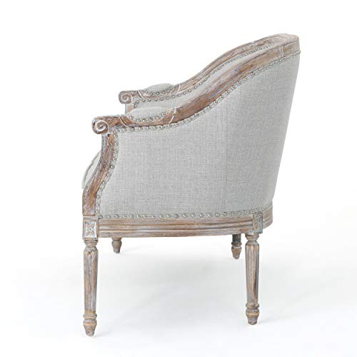 Christopher Knight Home Faye Traditional Fabric Tufted Upholstered Loveseat, Light Gray, Antique #TOP4