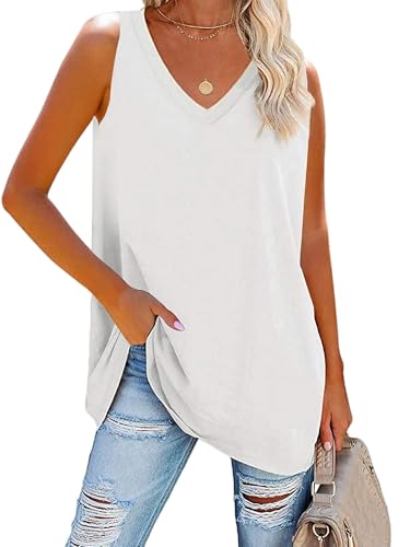 T-shirt blanc femme doux en coton peigné stretch Fisoew White taille L