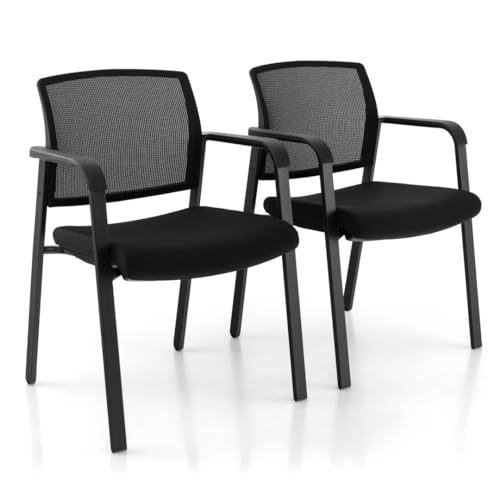 SFAREST - SFAREST 2PCS Reception Chair Set, Office Desk Chairs with Armrests, Stackable Waiting Conference Room Chairs Guest Chairs for Office School Lobby