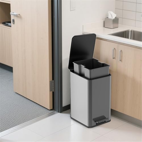 Caneca de basura rectangular de pedal de acero inoxidable negra miniatura 7