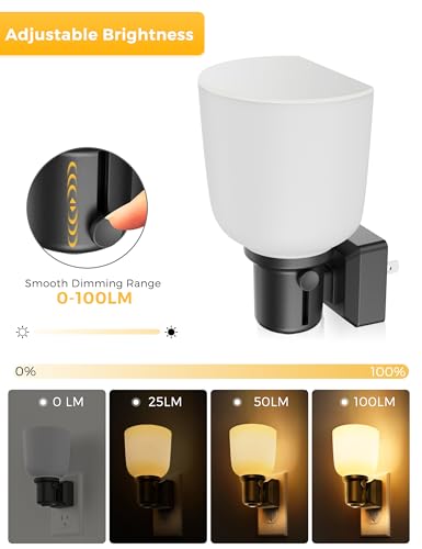 Image of L LOHAS LED Night Lights Plug into Wall,[2 Pack] Dimmable Plug in Night Light,0-100LM Adjustable Brightness,Dusk to Dawn Sensor, 3000K Soft White, Boho Farmhouse Night Lights for Bedroom Bathroom