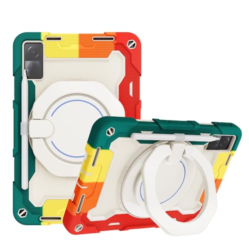 Funda para Redmi Pad 10.61 JZ de silicona roja con soporte de anillo y correa