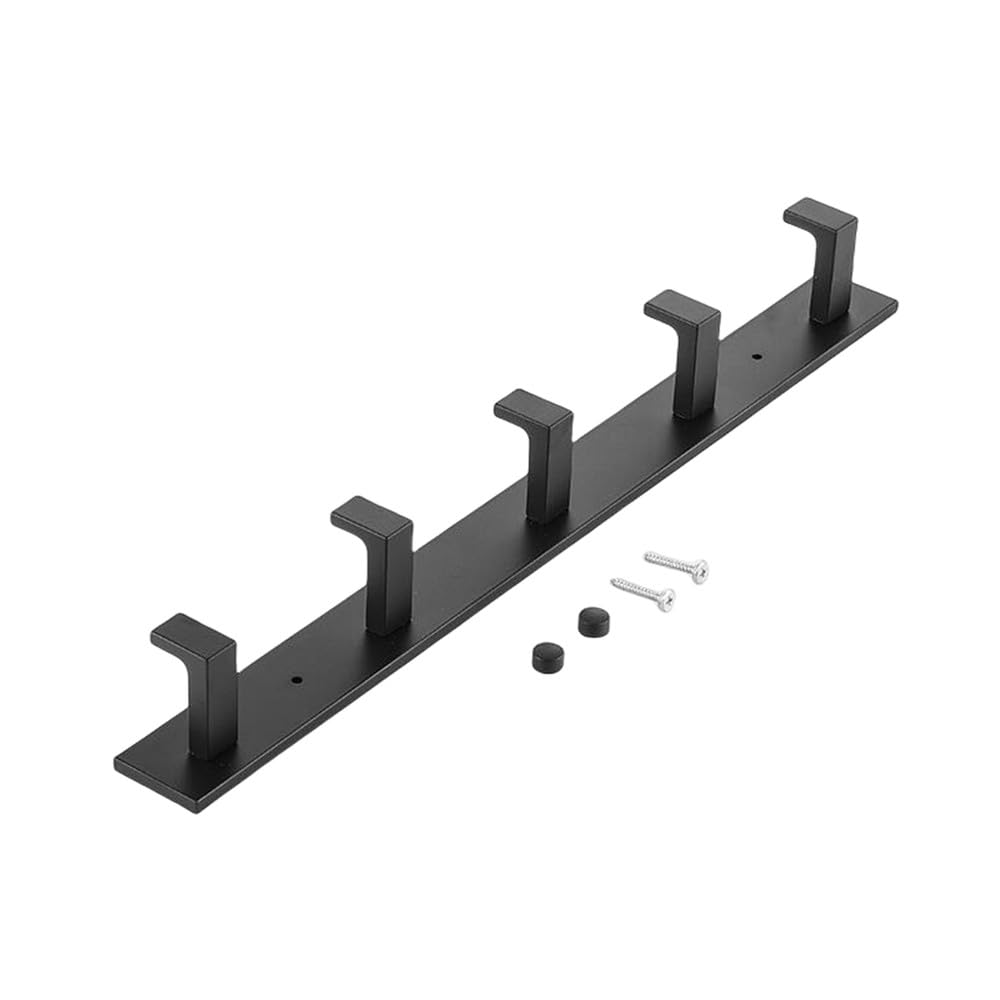 Gancho de fila de oro negro para baño, gancho para sala de montaje, gancho individual para puerta, gancho de pared trasera, material de aluminio espacial, 4 ganchos B, 1