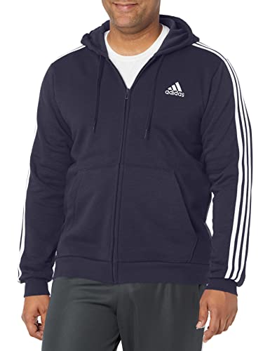 Image of adidas Men's Essentials Fleece 3-Stripes Full-Zip Hoodie, Legend Ink, Large