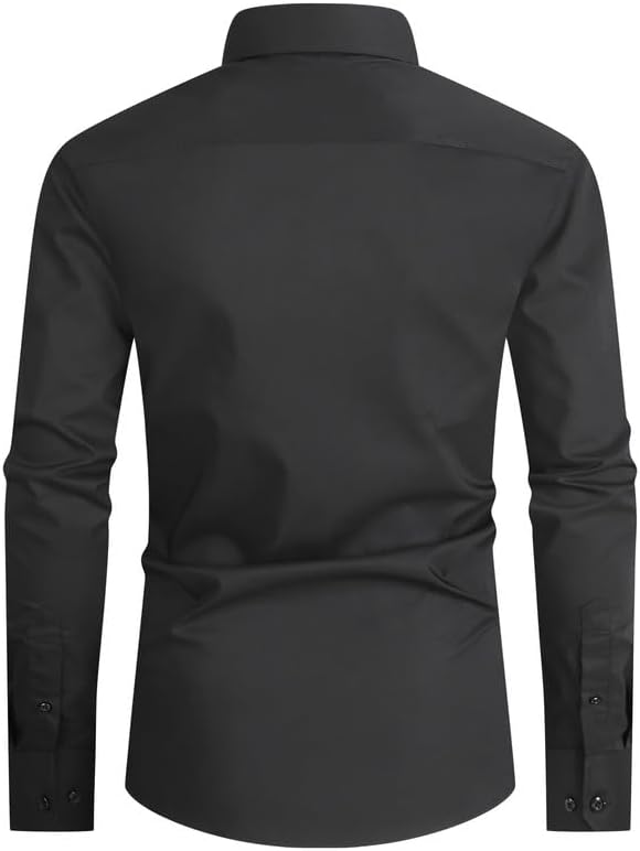 Damipow Mens Slim Fit Dress Shirts Long Sleeve Button Down Cotton Casual Business Shirt - Image 2
