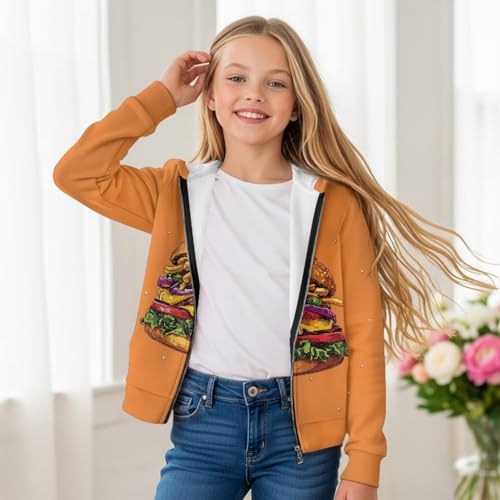 AFPANQZ Girls Zip-Up Hoodie Sweatshirts Lightweight Jacket Autumn Long Sleeve Hooded Shirts Pollover Tops Fall Outwear 6-16Y2