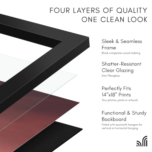 Image of Americanflat 14x18 Poster Frame - Engineered Wood - Black, (Pack of 10)