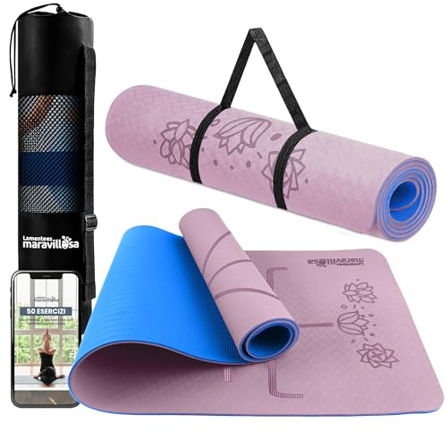 LA MENTE ES MARAVILLOSA - Tappetino per Yoga, Pilates, Fitness o Altri Sport, Tappetino Antiscivolo in TPE con Borsa a...
