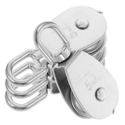 PRETYZOOM Stainless Steel Single Pulley Block Swivel Hook Wire Rope Pulley Wheel for Industrial Marine Lifting