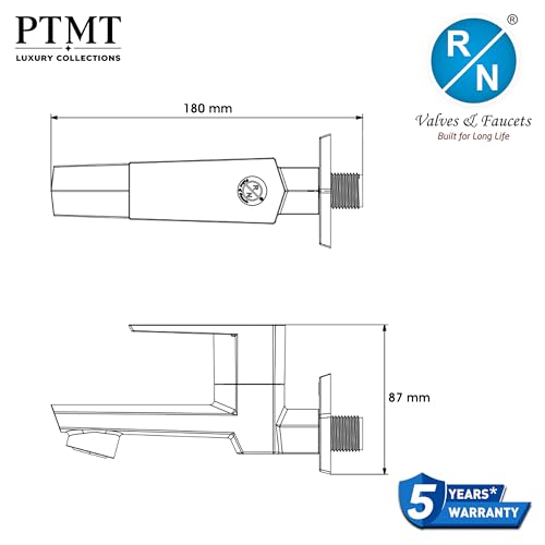 Image of RN PTMT Long Body Bib Cock for Bathroom | 15mm Long Body Foam Flow Water Tap with Flange | Luxury G20 Collection Faucet | High-Grade Engineering Polymer Tap (White Blue Dual, Pack of 4)