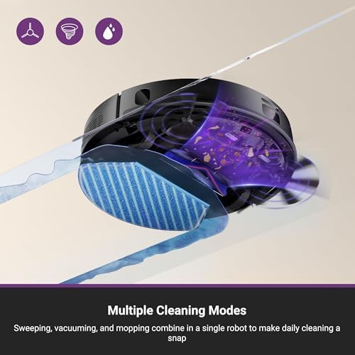 Image of Eureka NER710 2-in-1 Robot Vacuum & Mop with 8000Pa suction, 5th-Gen LDS laser navigation, multi-floor mapping, 180-min runtime, 3-in-1 cleaning for pet hair, carpets & hard floors, App /Alexa support.