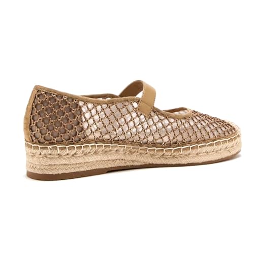 KysBloes Woven Platform Mary Janes Espadrille Flats for Women Wegde Mesh Ballet Flats Fishnet Buckle Strap Pumps Raffia Ballerina Shoes3