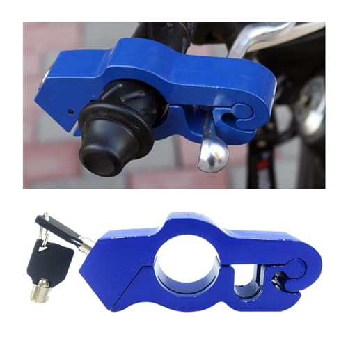 JNNJ Candado Para Manillar De Moto, Cerradura De Aleación Aluminio Para Manillar Motocicleta, Multifuncional Cerradura De Manillar Antirrobo, Para Ciclomotor Scooter Motocicleta, ATV(Azul)