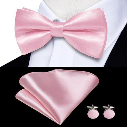 Image of Hi-Tie Men Suspender Bowtie Set Suspenders Pre-tied Bow Tie Pocket Square Cufflinks Adjustable Y Shape 6 Clips Braces Tuxedo