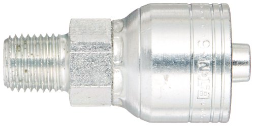 Image of Aeroquip 1AA4MP6 Carbon Steel Global TTC (Thru the Cover) Crimp Hose Fitting Male Pipe, Straight, 3 /8 inch Hose ID, 1 /4 inch - 18 Thread