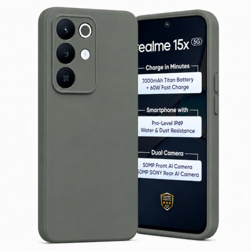 Image of FIRST MART Matte Silicone Back Cover for Realme 15x - Green